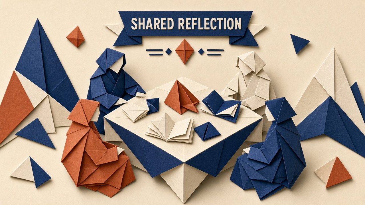 Illustration of a leadership team discussing insights drawn from shared reading
