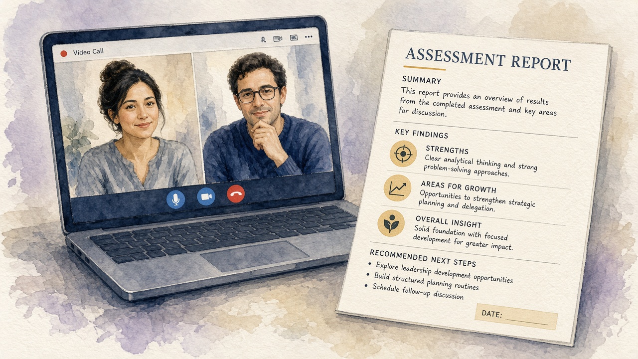 Customer discussing an AI project assessment report with a knowledgeable adviser.