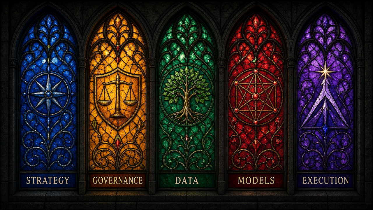 AI project lifecycle showing strategy governance data models and execution stages