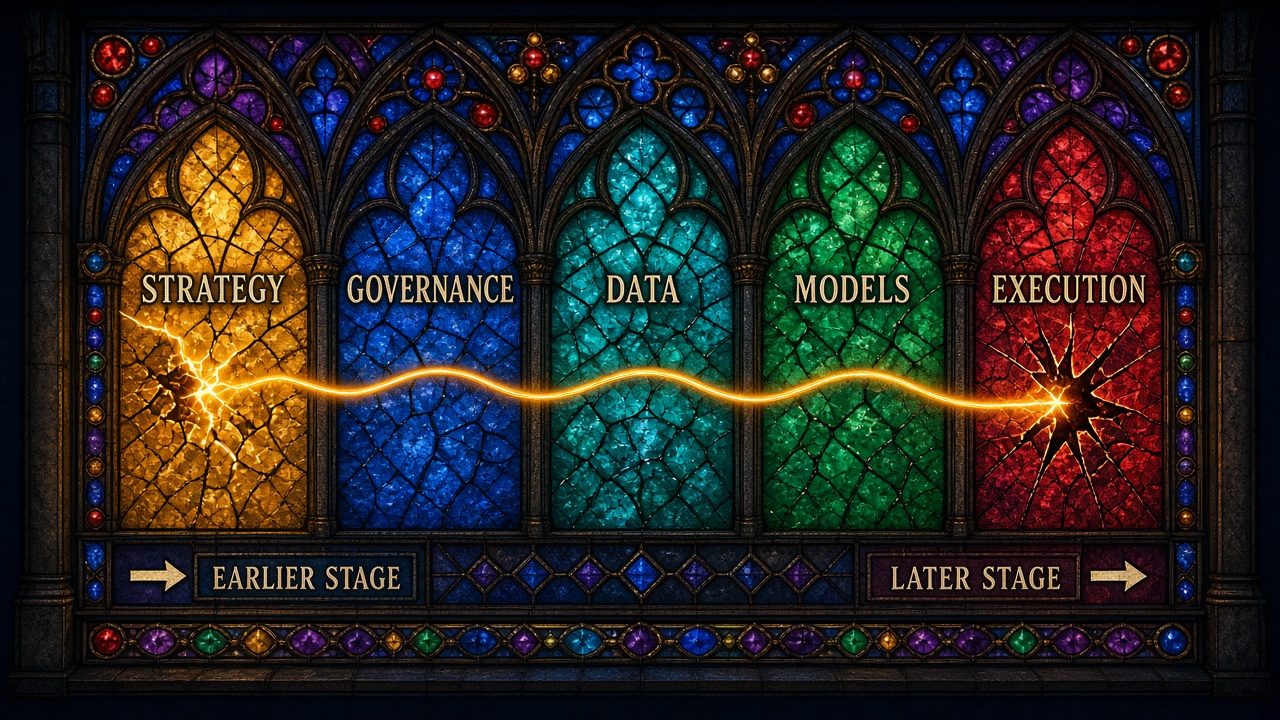 Diagram illustrating how risks propagate across AI project stages