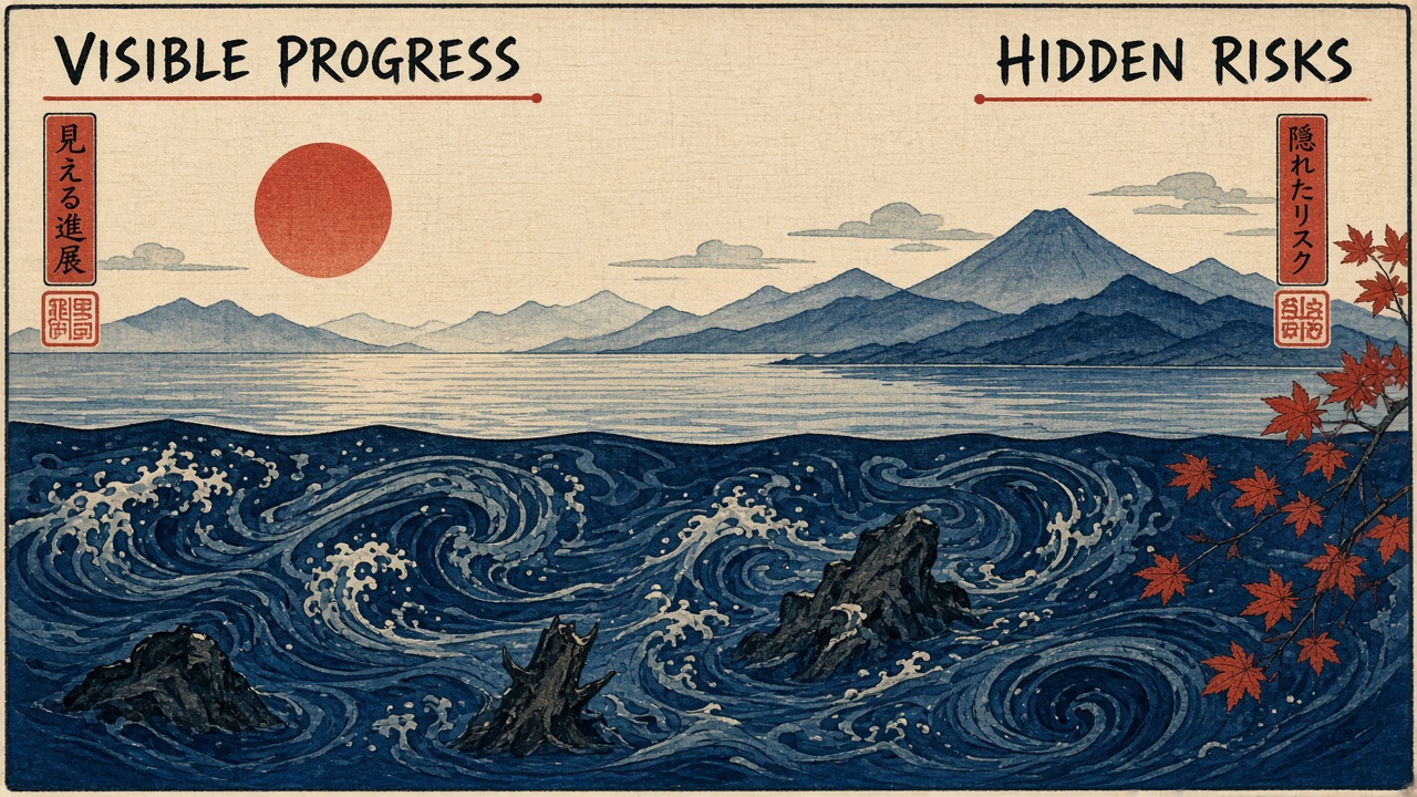 Illustration showing hidden risks beneath the surface of an AI project