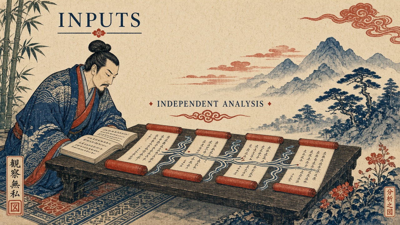 Visualization of independent analysis process evaluating multiple inputs in an AI project