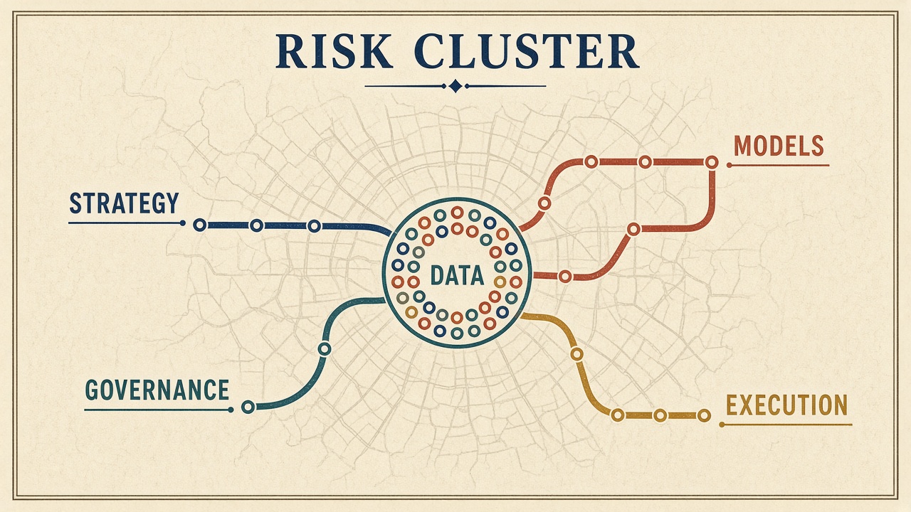 Diagram showing clustering of risks within a specific stage of an AI project