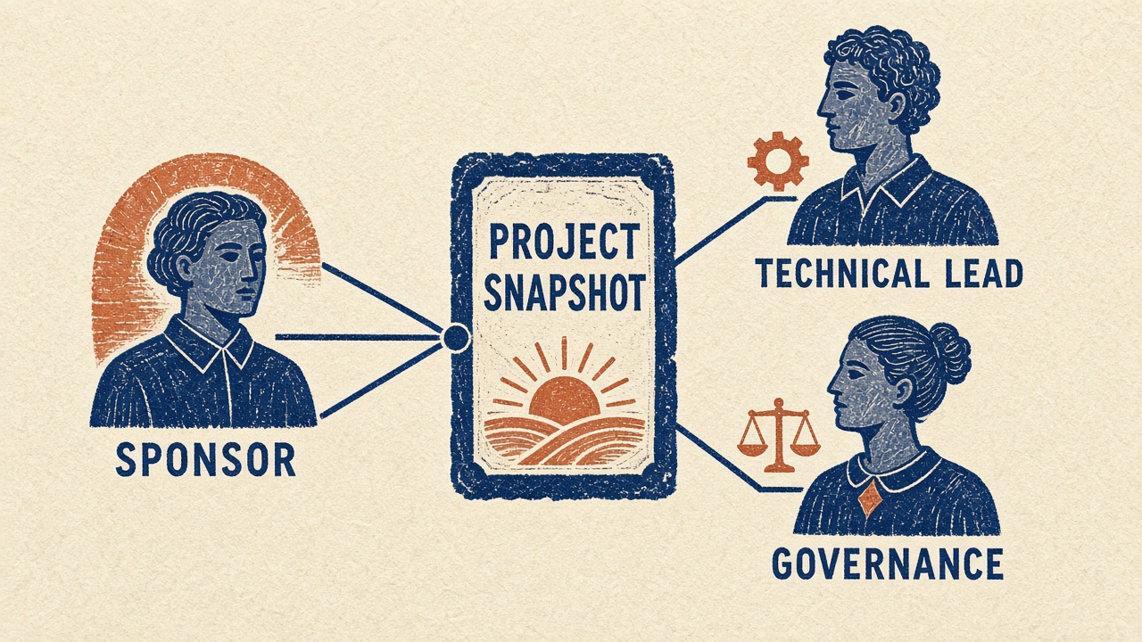 Diagram showing multiple stakeholders contributing inputs to an AI project assessment