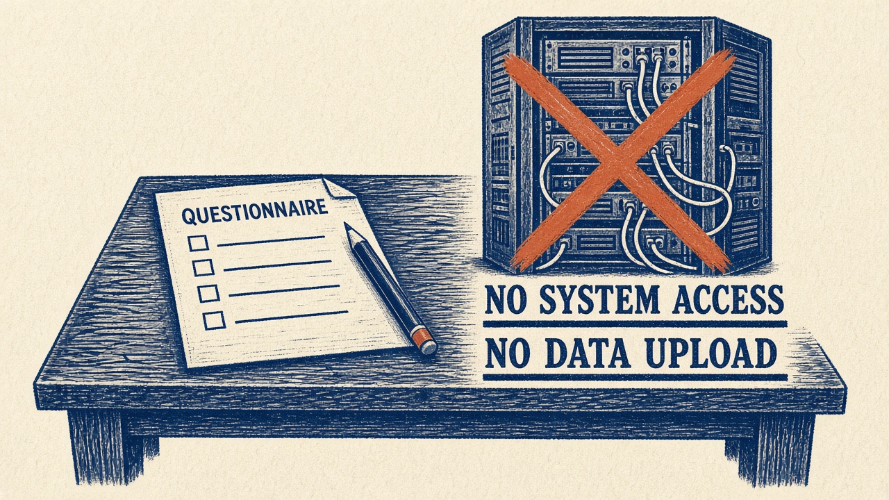 Illustration showing no system integration required for AI project setup